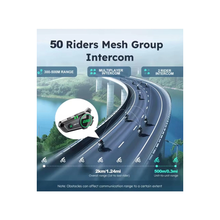 C50 2x Motosiklet Intercom Kask Kulaklık 1000 Mah Rgb Işıklı Çift Eşleşme