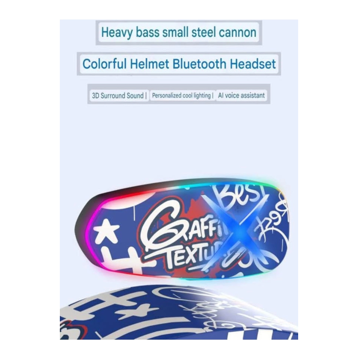 Helmet Graffiti Motor Kask Kulaklık Rgb Modlu Su Geçirmez 6.0 Bluetooth Intercom Yenı Model