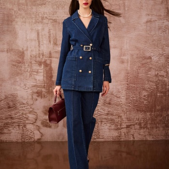 YENİ SEÇİL KADIN şerit detaylı cepli bol paça jean pantolon 10002522211003