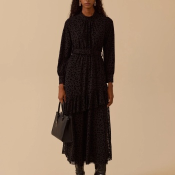 YENİ SEÇİL KADIN leopar desenli kemerli elbise 10002521311009