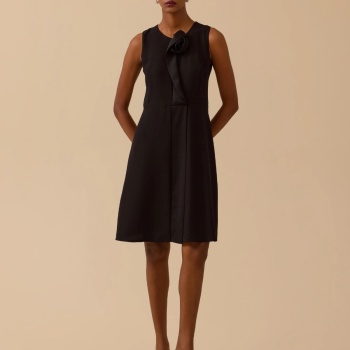 YENİ SEÇİL KADIN gül detaylı kolsuz diz üstü şık elbise 30002511318023