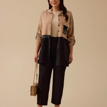 YENİ SEÇİL KADIN BÜYÜK BEDEN taş detaylı düğmeli tunik 10002421214012