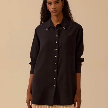 YENİ SEÇİL KADIN süet cep detaylı düğmeli gömlek 10002521511009