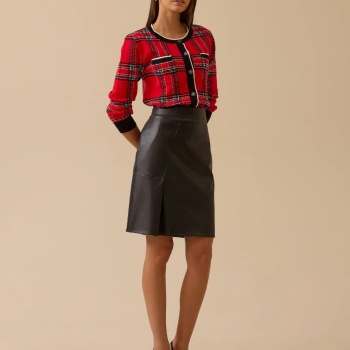 YENİ SEÇİL KADIN yırtmaç detaylı suni deri etek 10002521610015