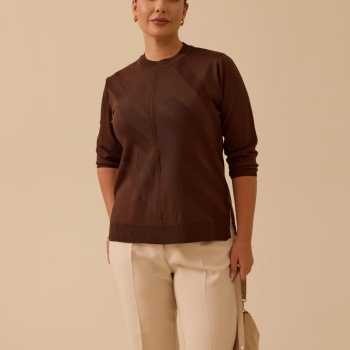 YENİ SEÇİL KADIN büyük beden desenli triko bluz 10002521714006