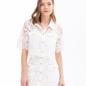 YENİ SEÇİL KADIN CROP KESİM DANTEL GÖMLEK 10242102201014