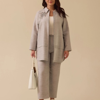 YENİ SEÇİL KADIN büyük beden nakış detaylı fermuarlı kap 10002512514005