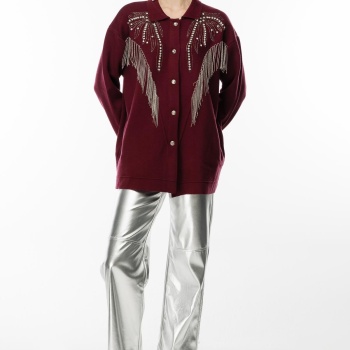 YENİ GHİSA KADIN TAŞ İŞLEME DETAYLI HIRKA 5KOBHRK3899