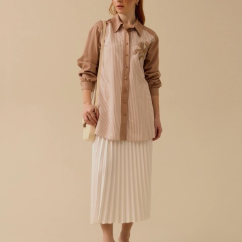 YENİ SEÇİL KADIN nakışlı çizgili tunik 10002421211031