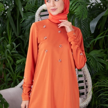 YENİ MOODBASİC KADIN KOLLARI BÜZGÜLÜ TAŞLI TESETTÜR MAYO SW36.256