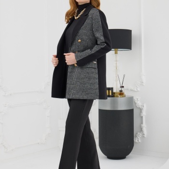 YENİ MOODBASİC KADIN GOLD DÜĞMELİ TRİKOLU CEKET MB04.57