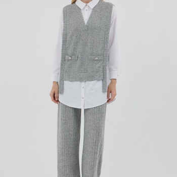 YENİ MOODBASİC KADIN GÖMLEK DETAYLI TRİKO TAKIM MM24.0254