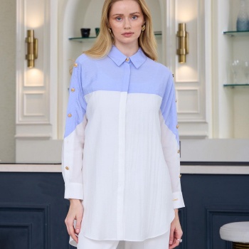 YENİ MOODBASİC KADIN DÜĞME DETAYLI GÖMLEK MB11.249