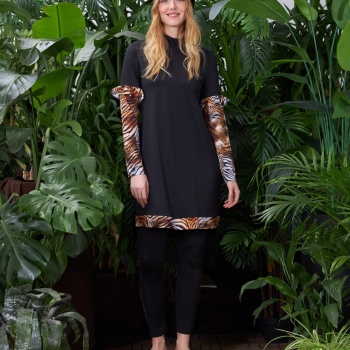 YENİ MOODBASİC KADIN LEOPARLI TESETTÜR MAYO SW36.121