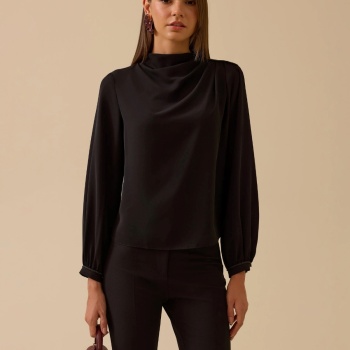 YENİ SEÇİL KADIN dik yaka drape detaylı bluz 10002521810004