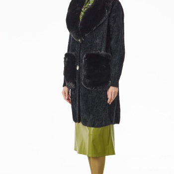 YENİ TIĞ TRİKO Yakası Ve Cepleri Kürklü Triko Kaban KBN.21794.1