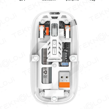 Bluetooth Usb Çift Modlu Sessiz Mouse, Şeffaf Mıknatıslı Kapaklı, Type-c Şarjlı, Dpı Ayarlı, Kablosuz 10m Çekim Mesafeli, Masaüstü Kısayol Tuşlu, Taşınabilir Şarjlı Mouse Beyaz