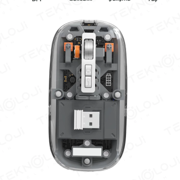 Bluetooth Usb Çift Modlu Sessiz Mouse, Şeffaf Mıknatıslı Kapaklı, Type-c Şarjlı, Dpı Ayarlı, Kablosuz 10m Çekim Mesafeli, Masaüstü Kısayol Tuşlu, Taşınabilir Şarjlı Mouse Siyah