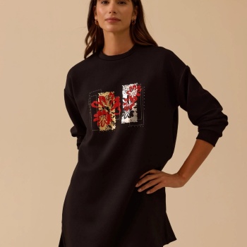 YENİ SEÇİL KADIN çiçek baskılı sweatshirt 10002522311008