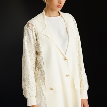 YENİ GHİSA KADIN DANTEL KUMAŞ MİXLİ TRİKO CEKET 26KÖRCKT3270