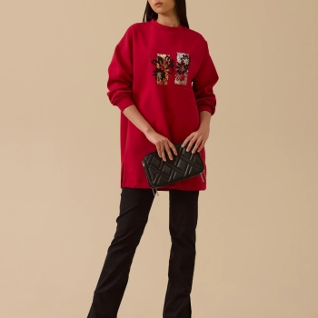 YENİ SEÇİL KADIN çiçek baskılı sweatshirt 10002522311008