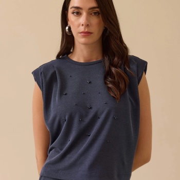 YENİ SEÇİL KADIN boncuk detaylı vatkalı bluz 10002511810014