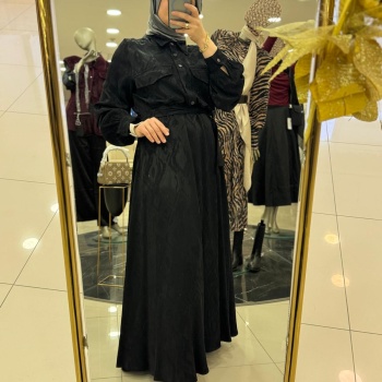 YENİ PEÇEM KADIN JAKARLI KENDİNDEN DESENLİ ELBİSE 311