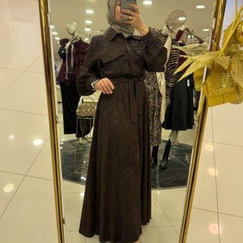 YENİ PEÇEM KADIN JAKARLI KENDİNDEN DESENLİ ELBİSE 311