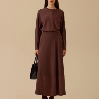 YENİ SEÇİL KADIN çizgi detaylı kloş etek 10002521611018