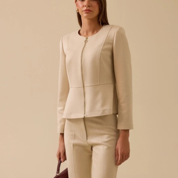 YENİ SEÇİL KADIN fermuarlı sıfır yaka kısa ceket 10002521110019