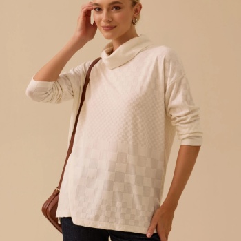 YENİ SEÇİL KADIN desenli uzun örme triko TUNİK 10002521711017