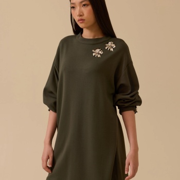 YENİ SEÇİL KADIN aksesuar detaylı uzun sweatshirt 10002522311004