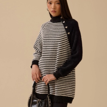 YENİ SEÇİL KADIN çizgili triko tunik 10002521711015