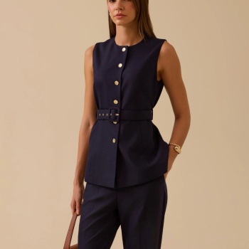 YENİ SEÇİL KADIN kemerli düğme detaylı yelek 10002521110022