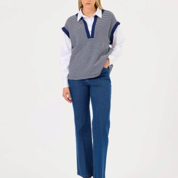 YENİ SEÇİL KADIN i̇ç gömlekli düşük kol süveter 10002421110002