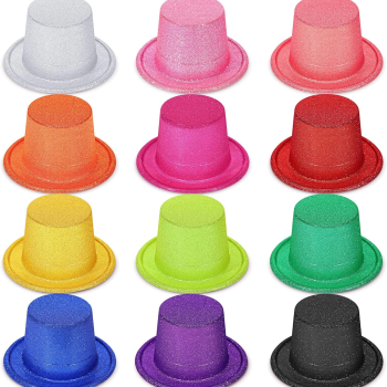 Karışık Renk Simli Silindir Parti Şapkaları (12 Adet)