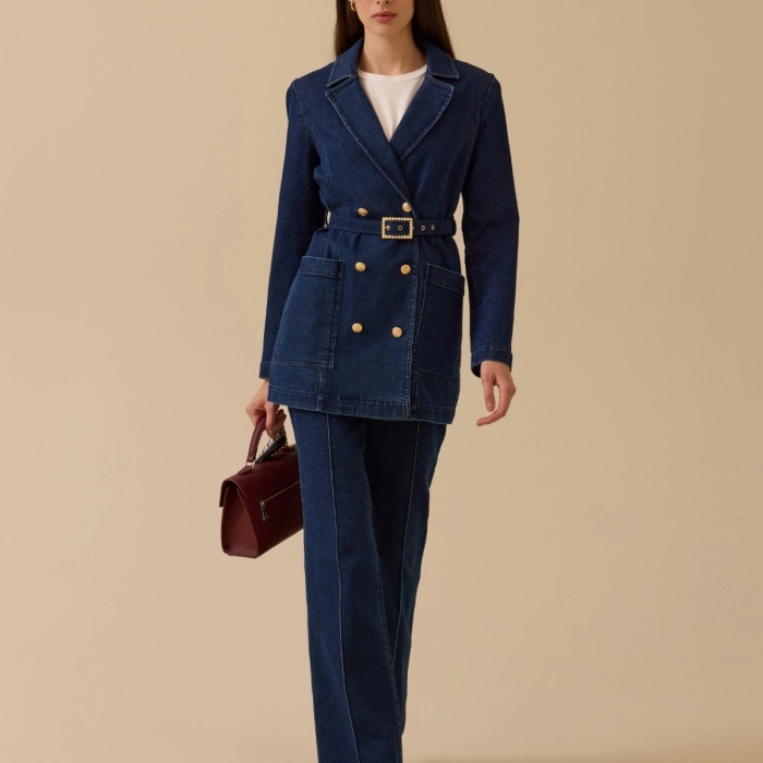 YENİ SEÇİL KADIN şerit detaylı cepli bol paça jean pantolon 10002522211003