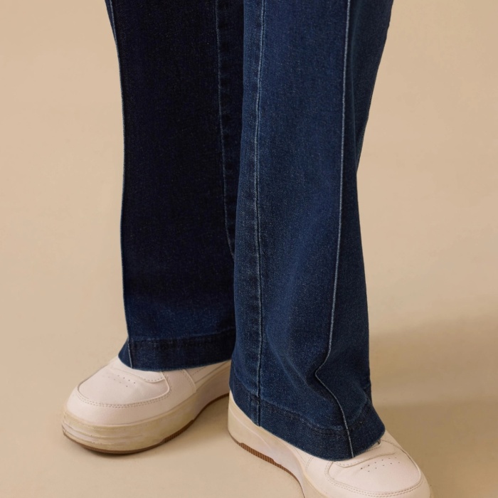 YENİ SEÇİL KADIN şerit detaylı cepli bol paça jean pantolon 10002522211003