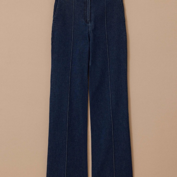 YENİ SEÇİL KADIN şerit detaylı cepli bol paça jean pantolon 10002522211003