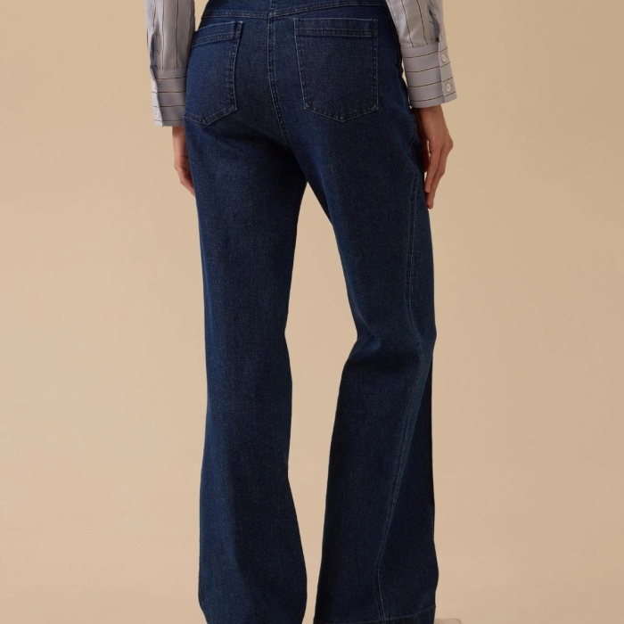 YENİ SEÇİL KADIN şerit detaylı cepli bol paça jean pantolon 10002522211003