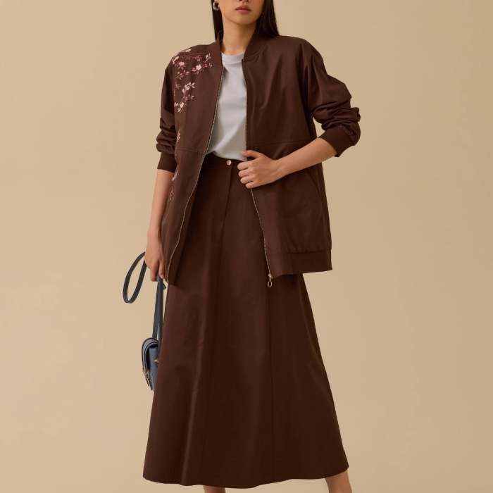 Yeni Seçil Kadın baskılı fermuar detaylı cepli ceket 10002421111015