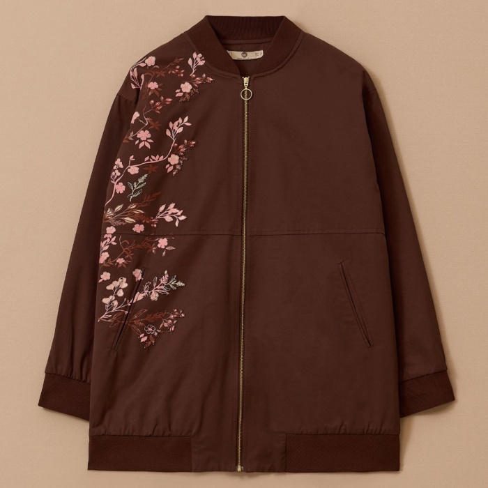 Yeni Seçil Kadın baskılı fermuar detaylı cepli ceket 10002421111015