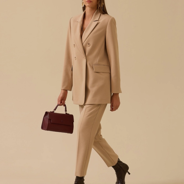 YENİ SEÇİL KADIN düğmeli kruvaze klasik ceket 10002521110006