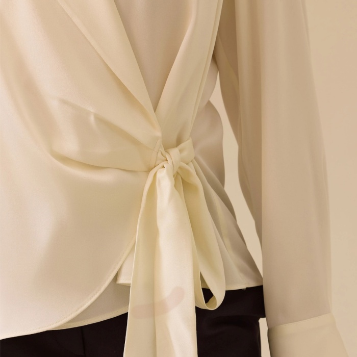 YENİ SEÇİL KADIN bağlamalı kruvaze saten bluz 10002511810018