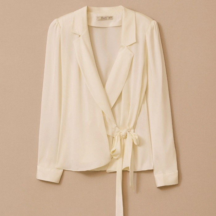 YENİ SEÇİL KADIN bağlamalı kruvaze saten bluz 10002511810018