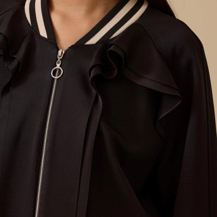 YENİ SEÇİL KADIN fırfır detaylı fermuarlı ceket 10002521111006