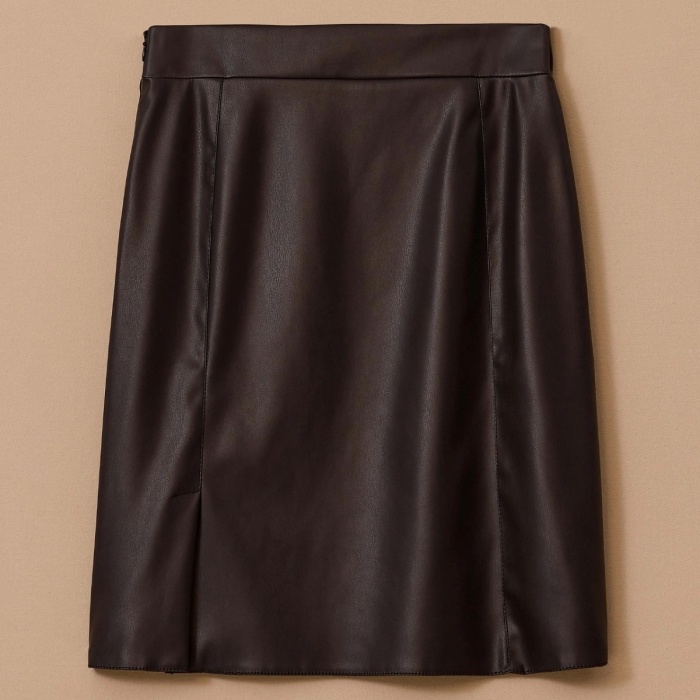 YENİ SEÇİL KADIN yırtmaç detaylı suni deri etek 10002521610015