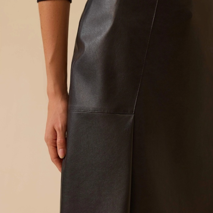 YENİ SEÇİL KADIN yırtmaç detaylı suni deri etek 10002521610015