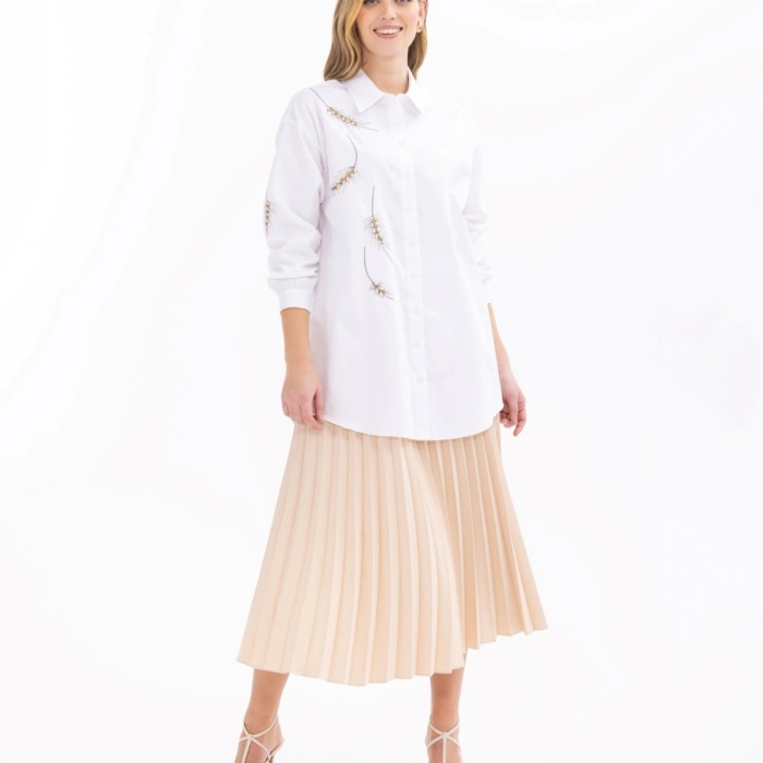 YENİ SEÇİL KADIN TAŞLI DÜŞÜK KOL GÖMLEK 11242102201023