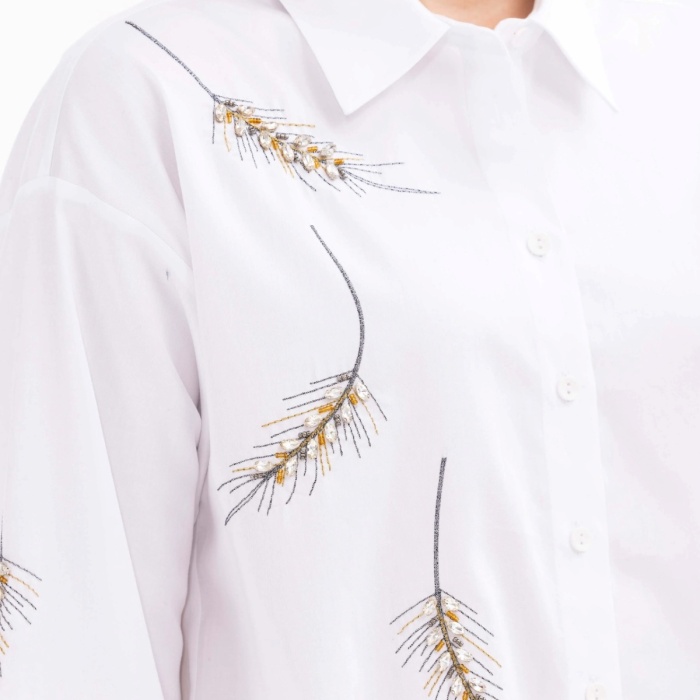 YENİ SEÇİL KADIN TAŞLI DÜŞÜK KOL GÖMLEK 11242102201023